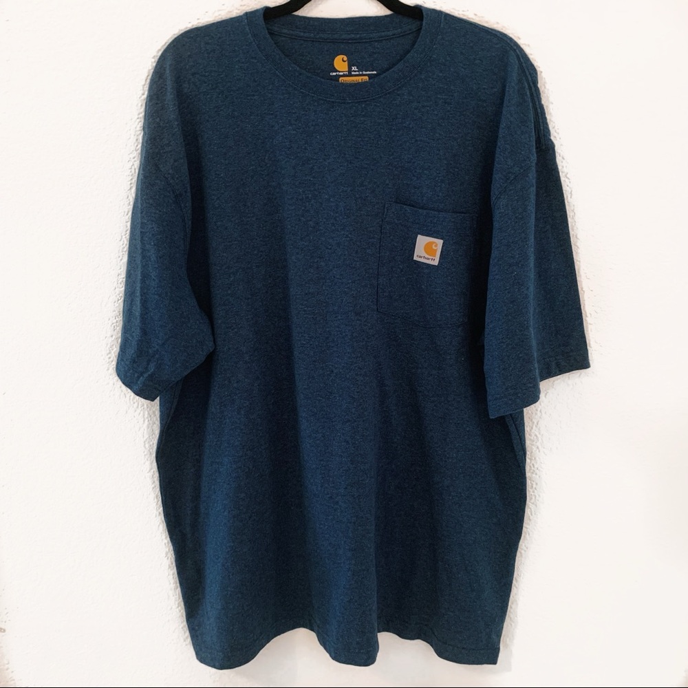 blue carhartt pocket tshirt